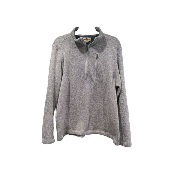 Woolrich Mens 1/4 Zip LS Fleece Pullover Sweater Size Large Gray Casual Pocket - Picture 1 of 11
